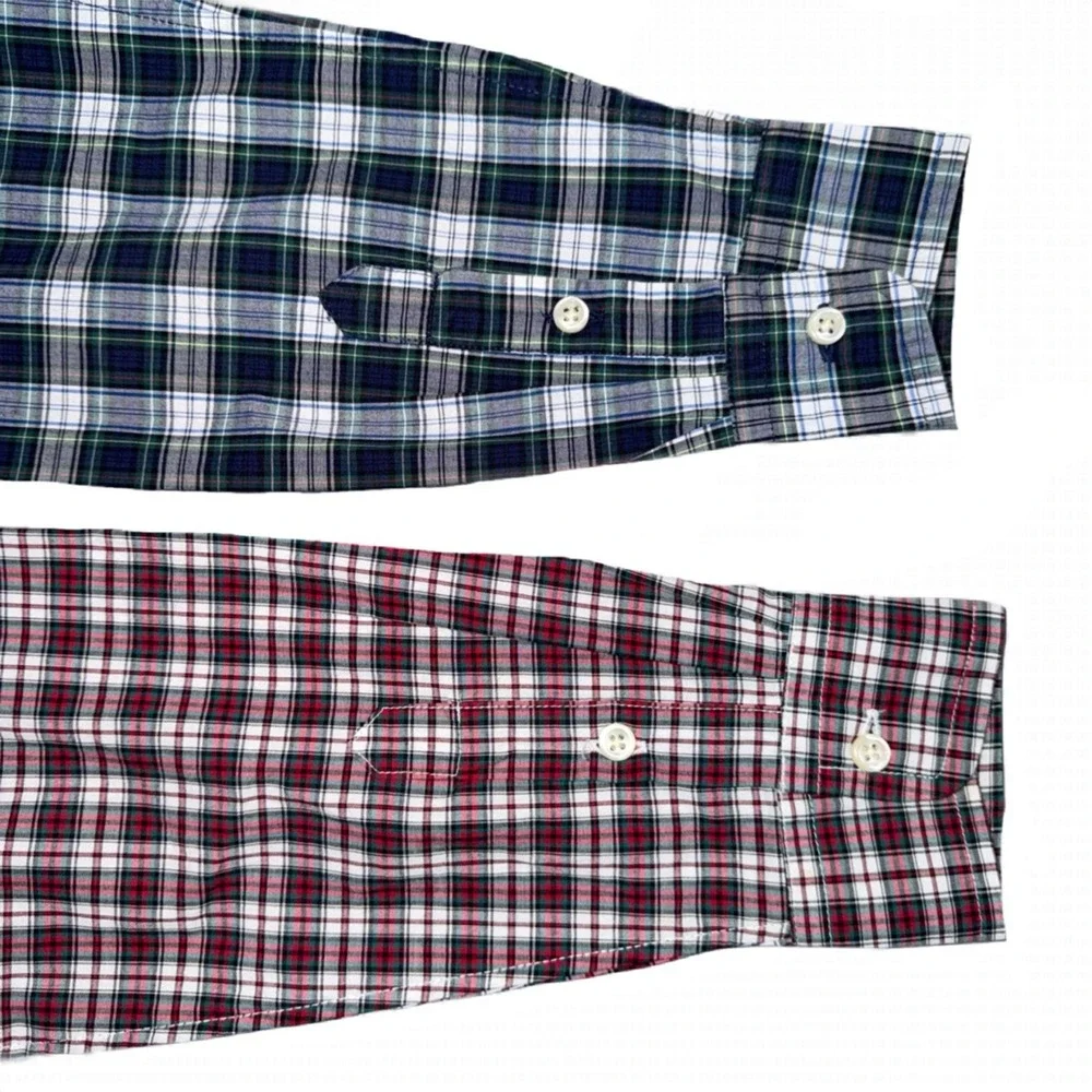Lot Of 2 Ralph Lauren Boys‎ Large 14-16 Button-Down Plaid Red Blue Shirts Pony